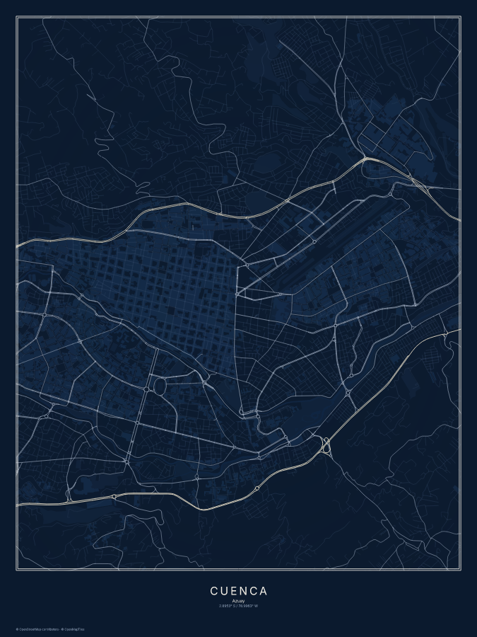 Cuenca map poster, midnight style