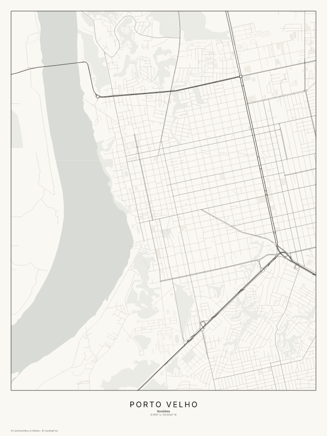 Porto Velho map poster, classic style