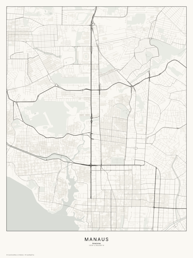 Manaus map poster, classic style