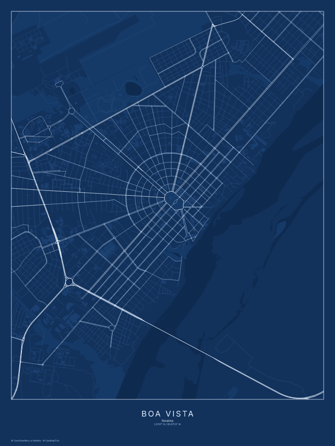 Boa Vista map poster, blueprint style