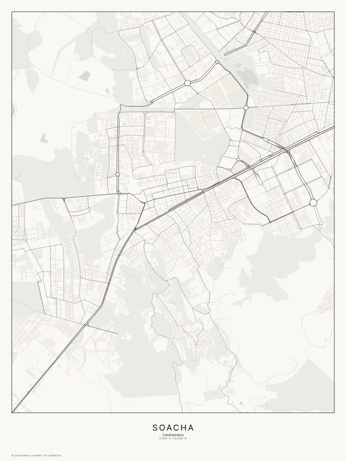 Soacha map poster, classic style