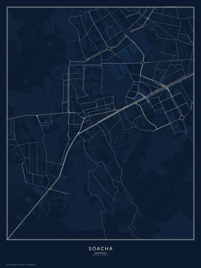 Soacha map poster, midnight style