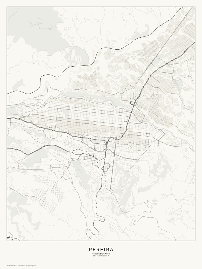 Pereira map poster, classic style