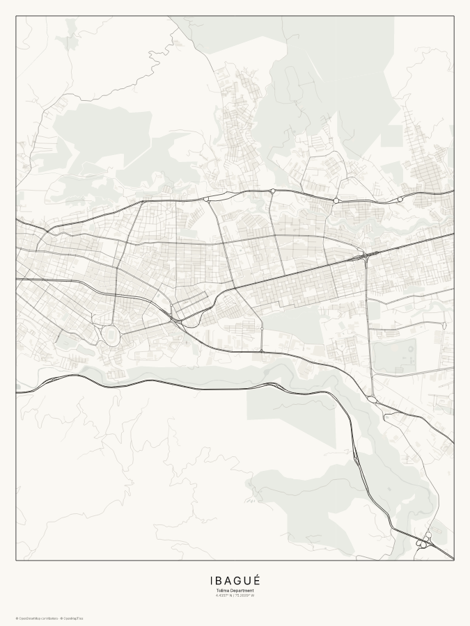 Ibagué map poster, classic style