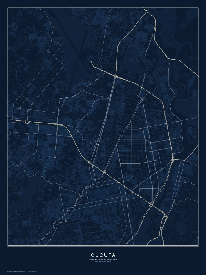 Cúcuta map poster, midnight style