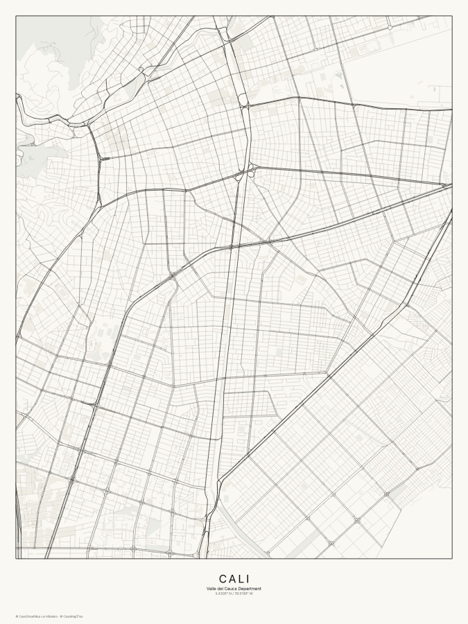 Cali map poster, classic style