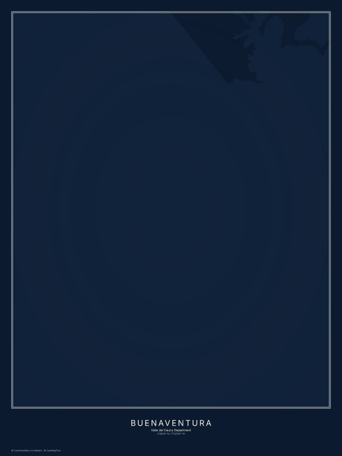 Buenaventura map poster, midnight style