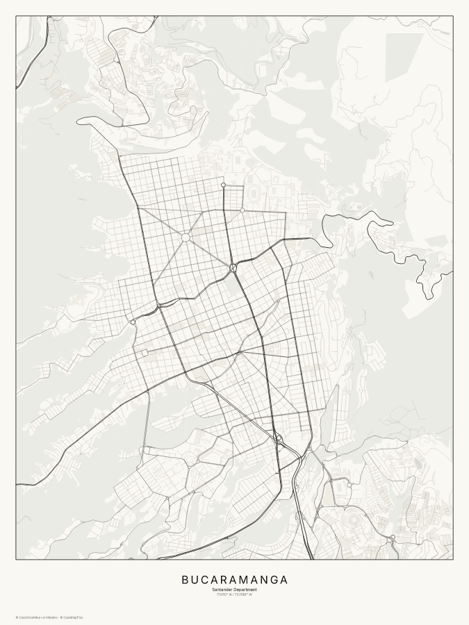 Bucaramanga map poster, classic style