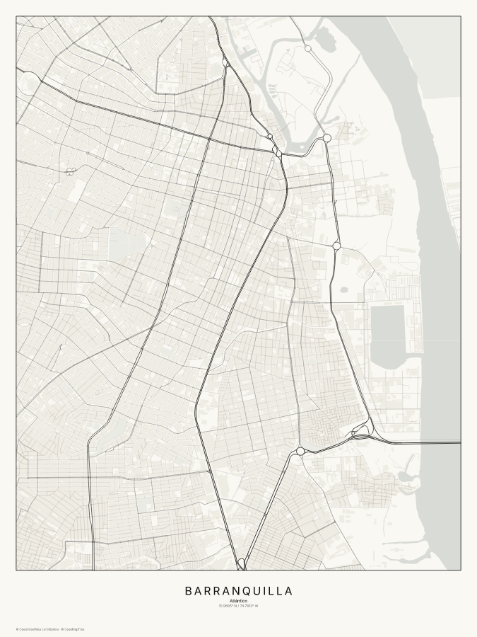 Barranquilla map poster, classic style