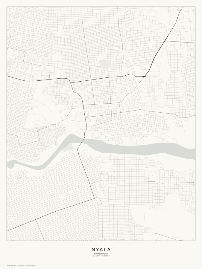 Nyala map poster, classic style