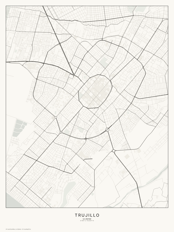 Trujillo map poster, classic style