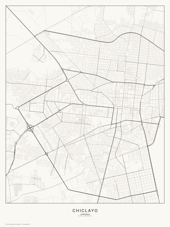 Chiclayo map poster, classic style