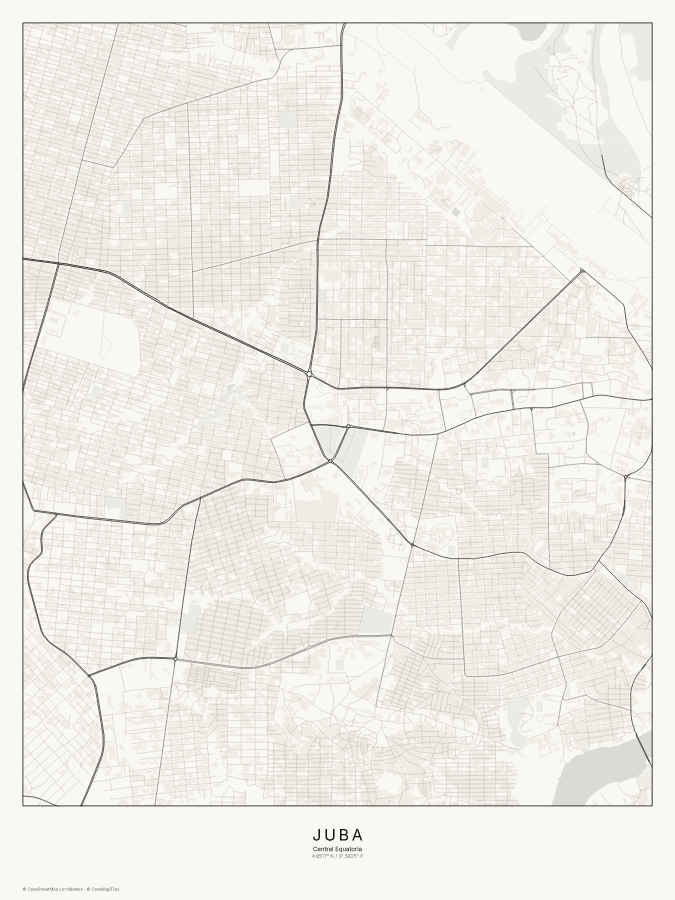 Juba map poster, classic style