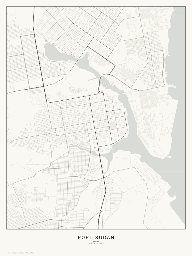 Port Sudan map poster, classic style
