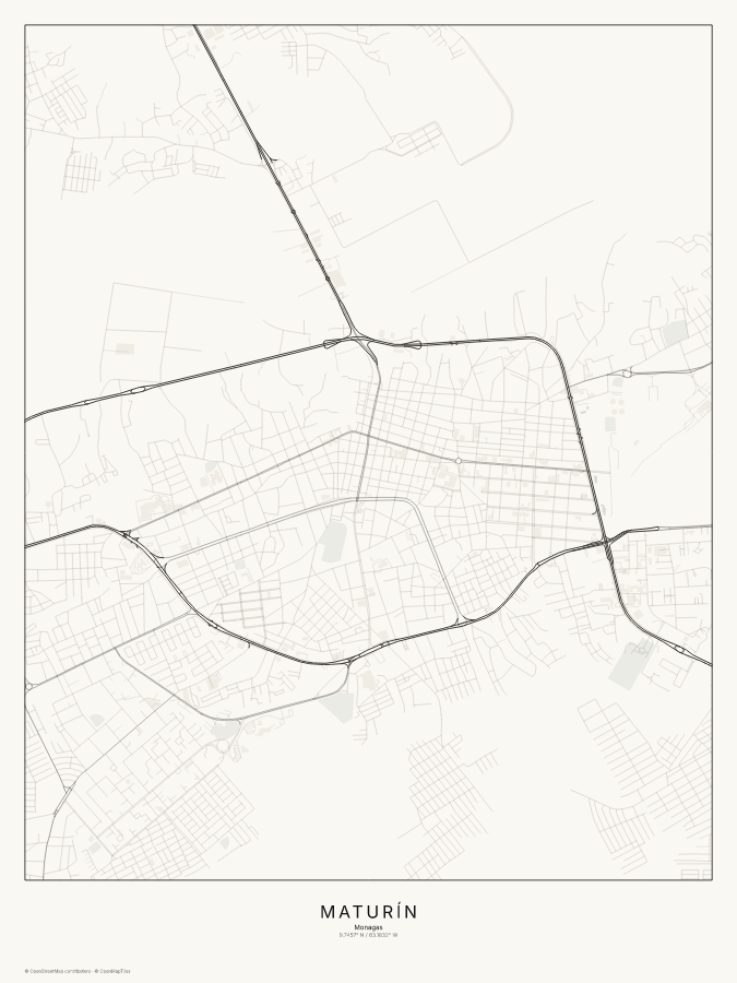 Maturín map poster, classic style