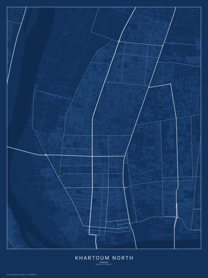 Khartoum North map poster, blueprint style