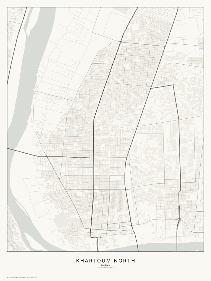 Khartoum North map poster, classic style