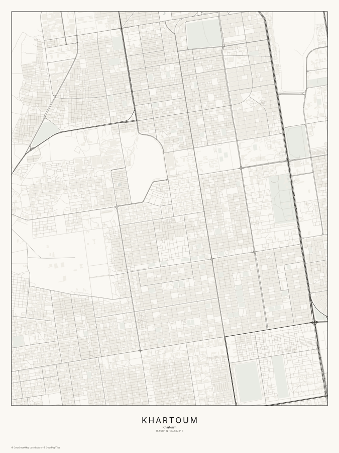Khartoum map poster, classic style