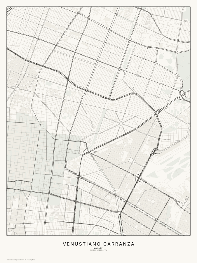 Venustiano Carranza map poster, classic style