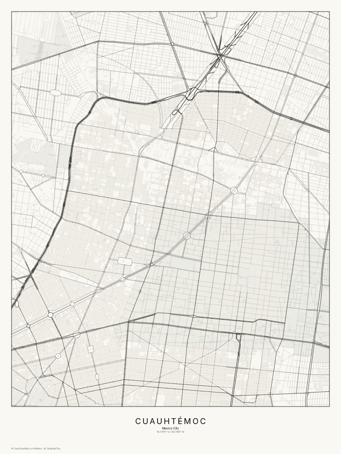 Cuauhtémoc map poster, classic style