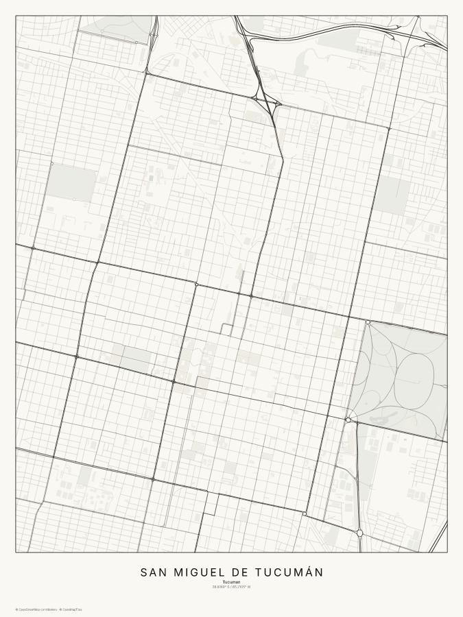 San Miguel de Tucumán map poster, classic style