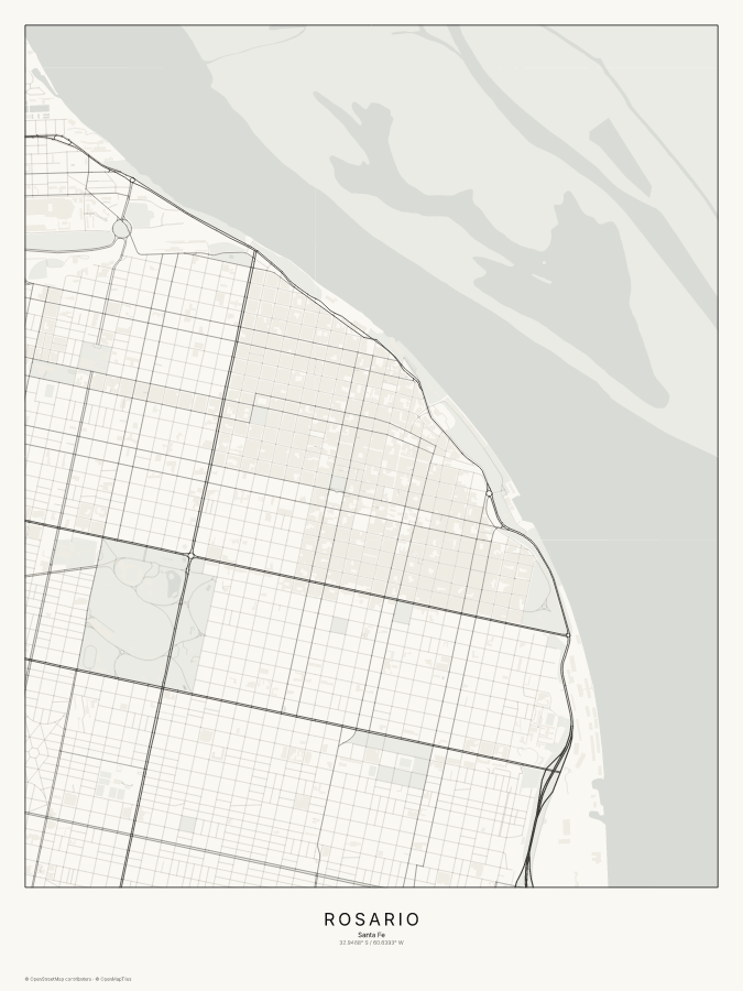 Rosario map poster, classic style