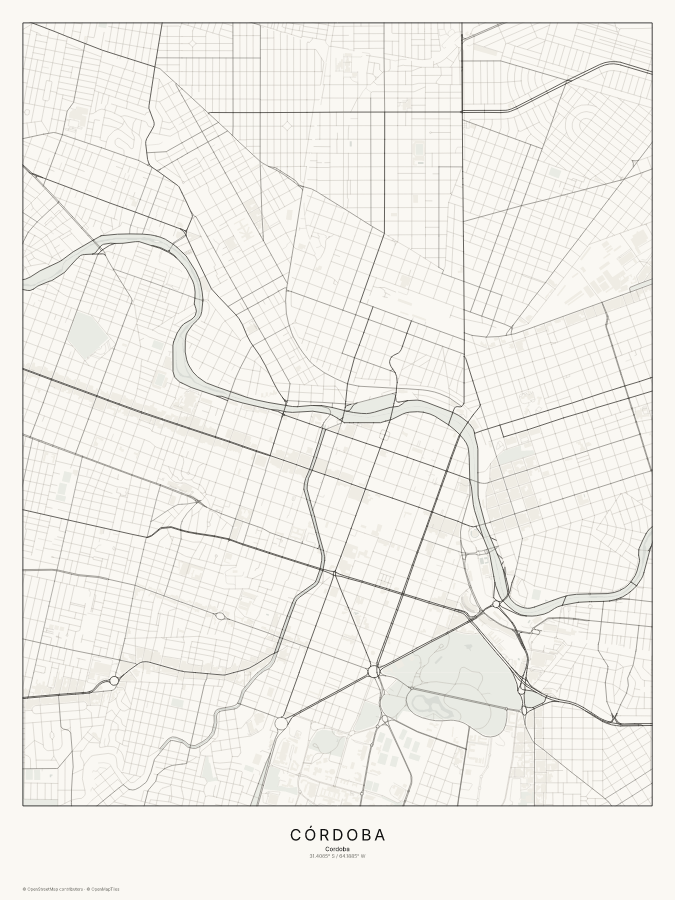 Córdoba map poster, classic style