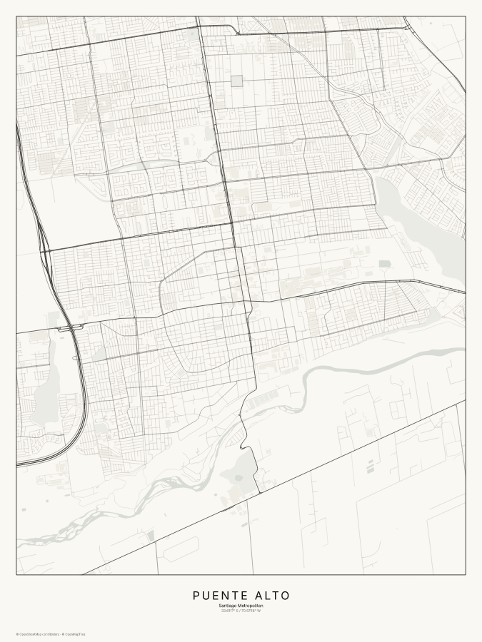 Puente Alto map poster, classic style