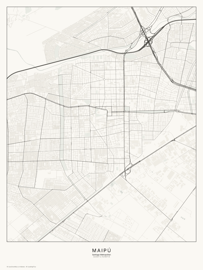 Maipú map poster, classic style