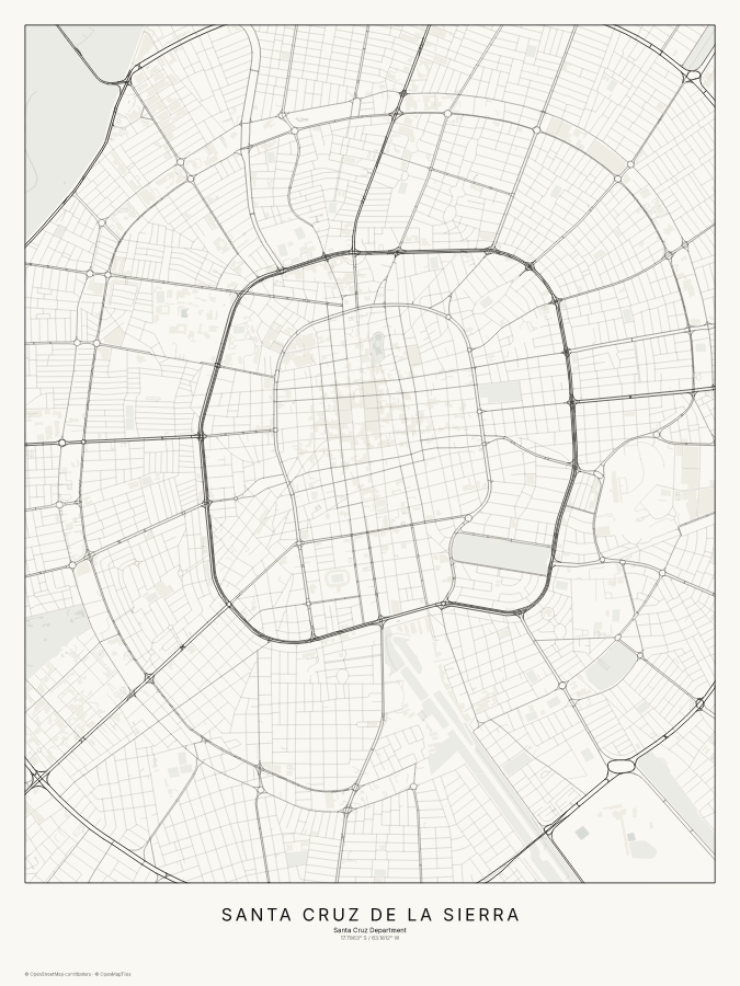 Santa Cruz de la Sierra map poster, classic style