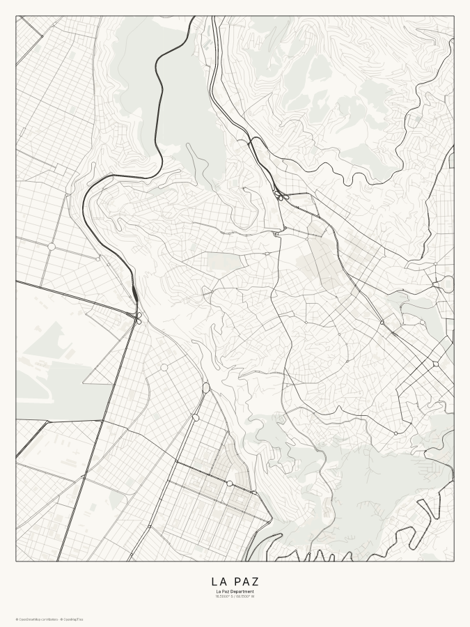 La Paz map poster, classic style
