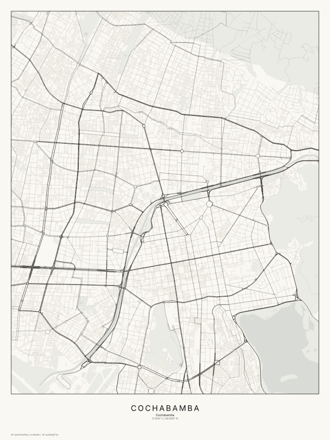 Cochabamba map poster, classic style