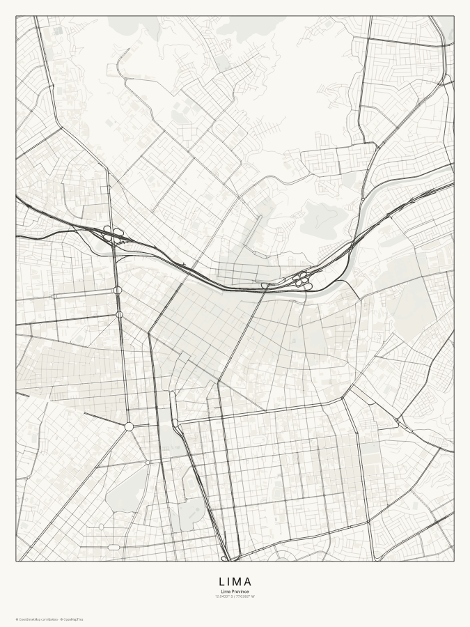 Lima map poster, classic style