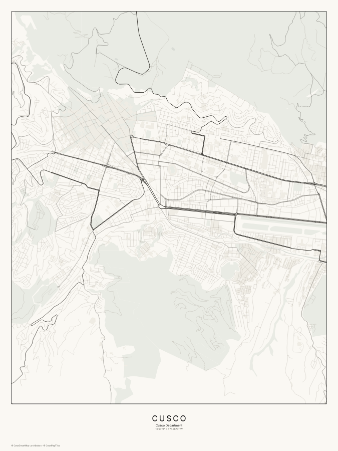 Cusco map poster, classic style