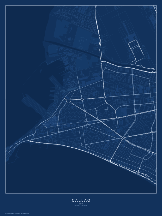 Callao map poster, blueprint style