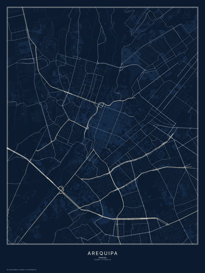 Arequipa map poster, midnight style