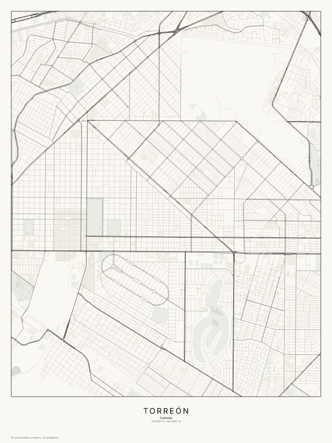 Torreón map poster, classic style