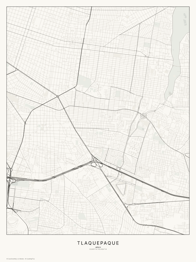 Tlaquepaque map poster, classic style