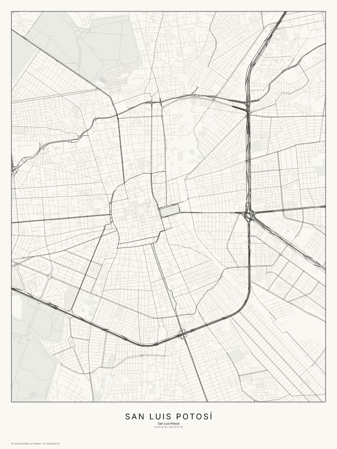 San Luis Potosí map poster, classic style