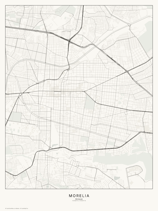 Morelia map poster, classic style