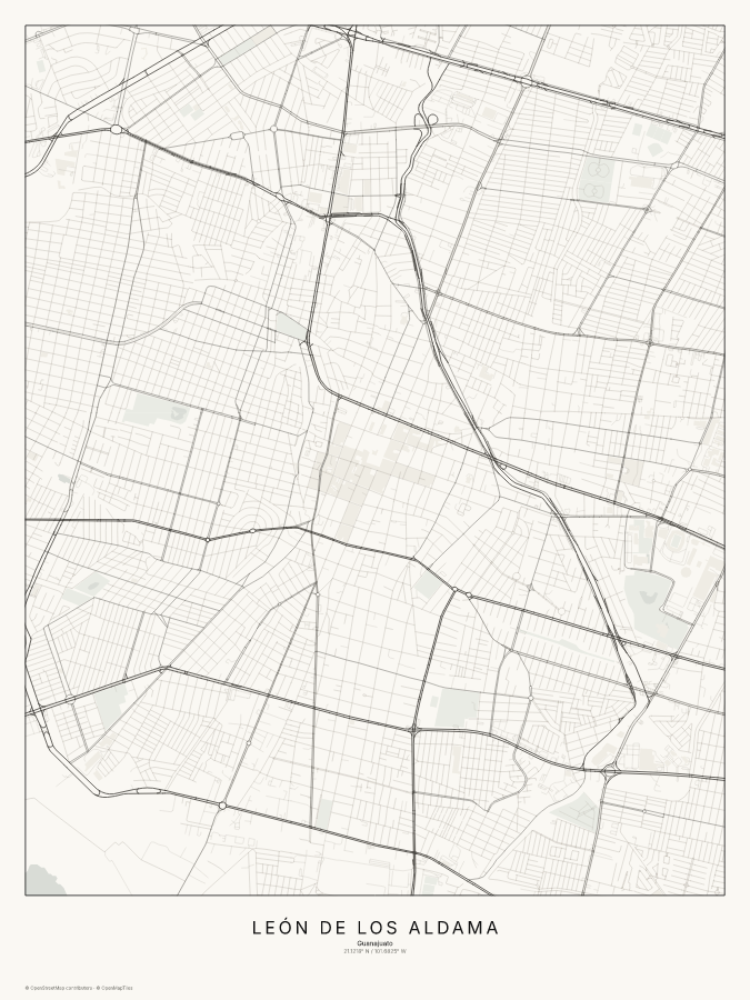 León de los Aldama map poster, classic style