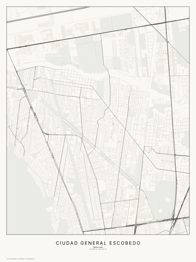 Ciudad General Escobedo map poster, classic style