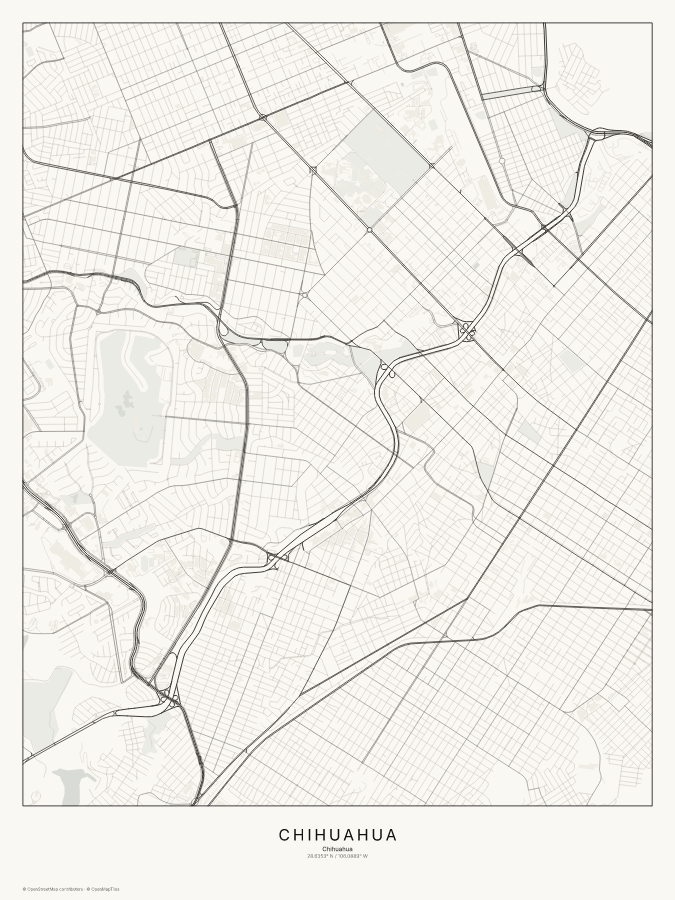 Chihuahua map poster, classic style