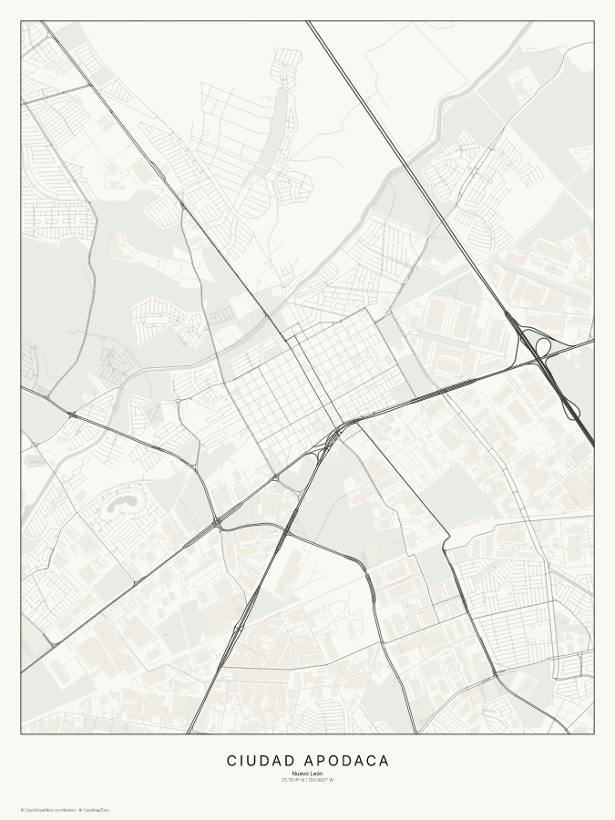 Ciudad Apodaca map poster, classic style
