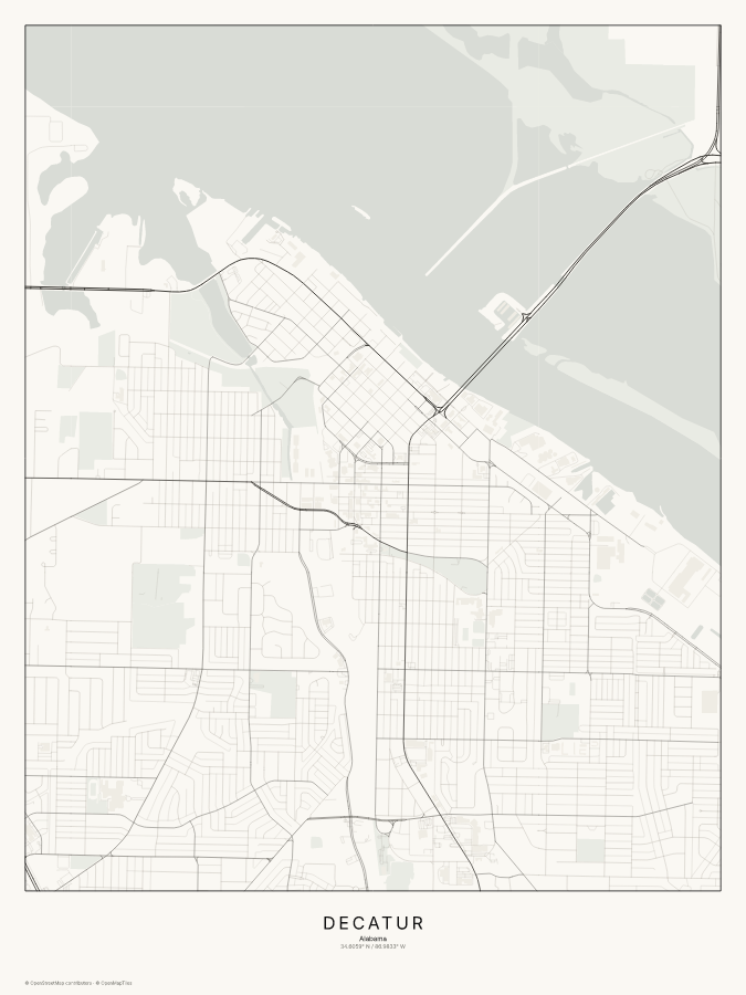 Decatur map poster, classic style
