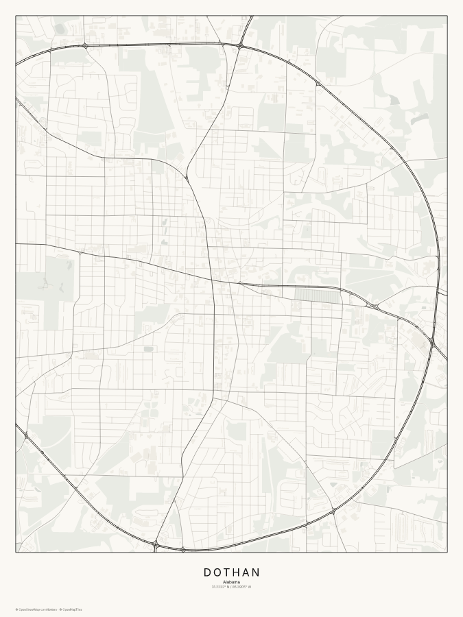 Dothan map poster, classic style
