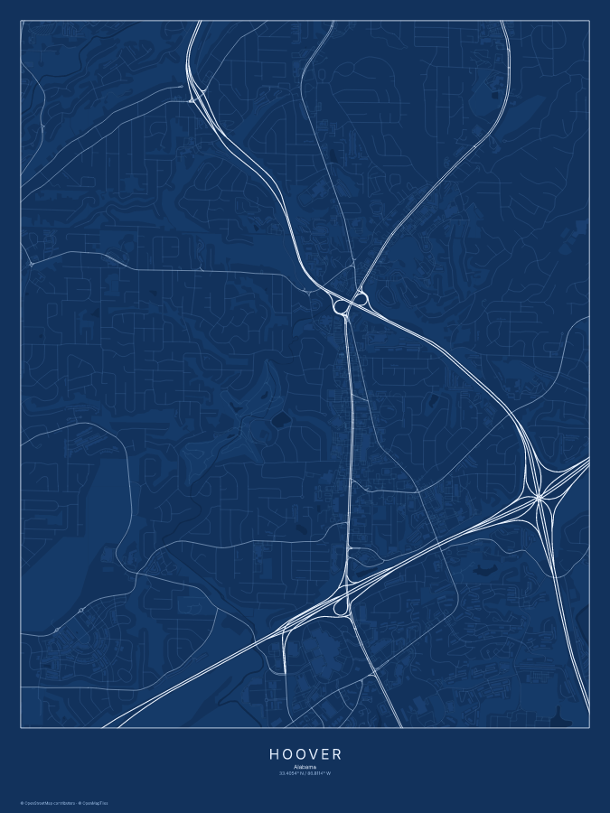 Hoover map poster, blueprint style