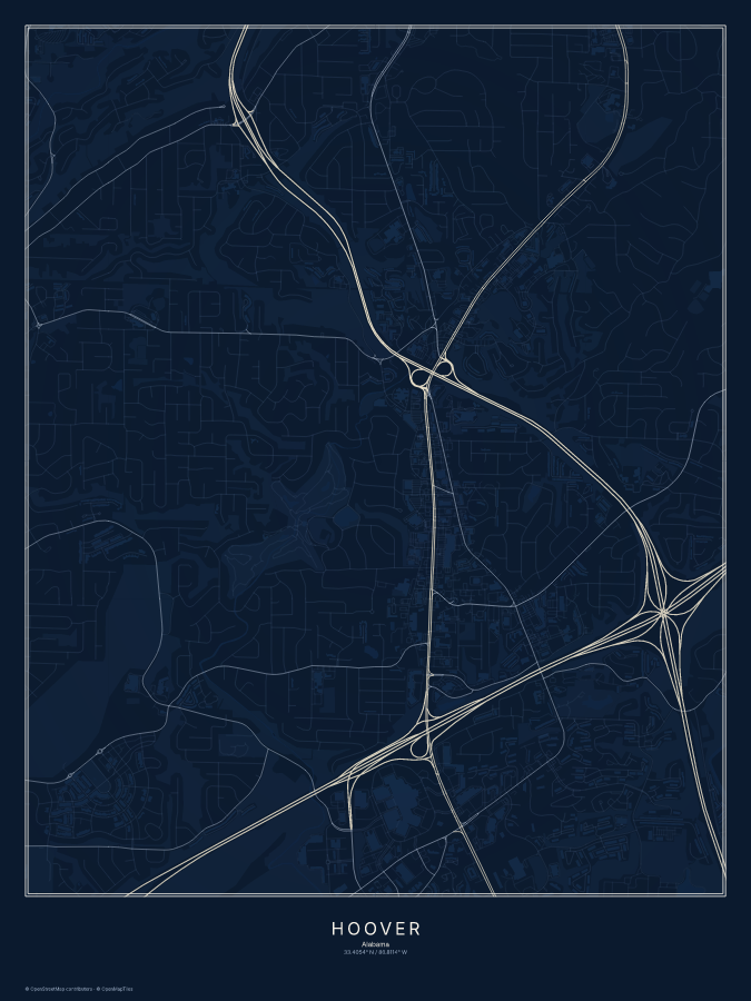 Hoover map poster, midnight style