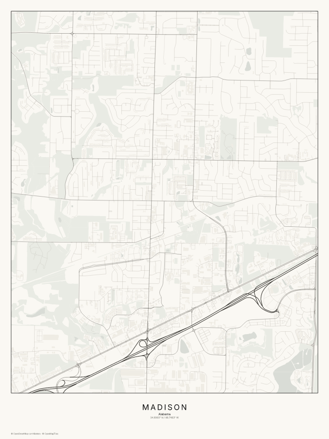 Madison map poster, classic style