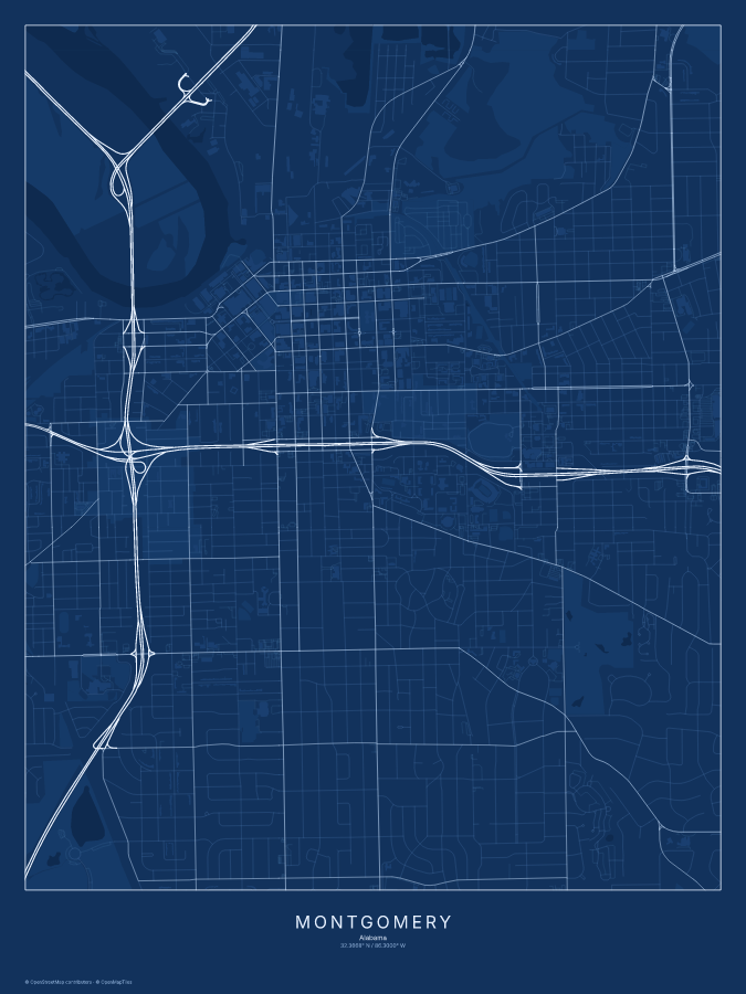 Montgomery map poster, blueprint style